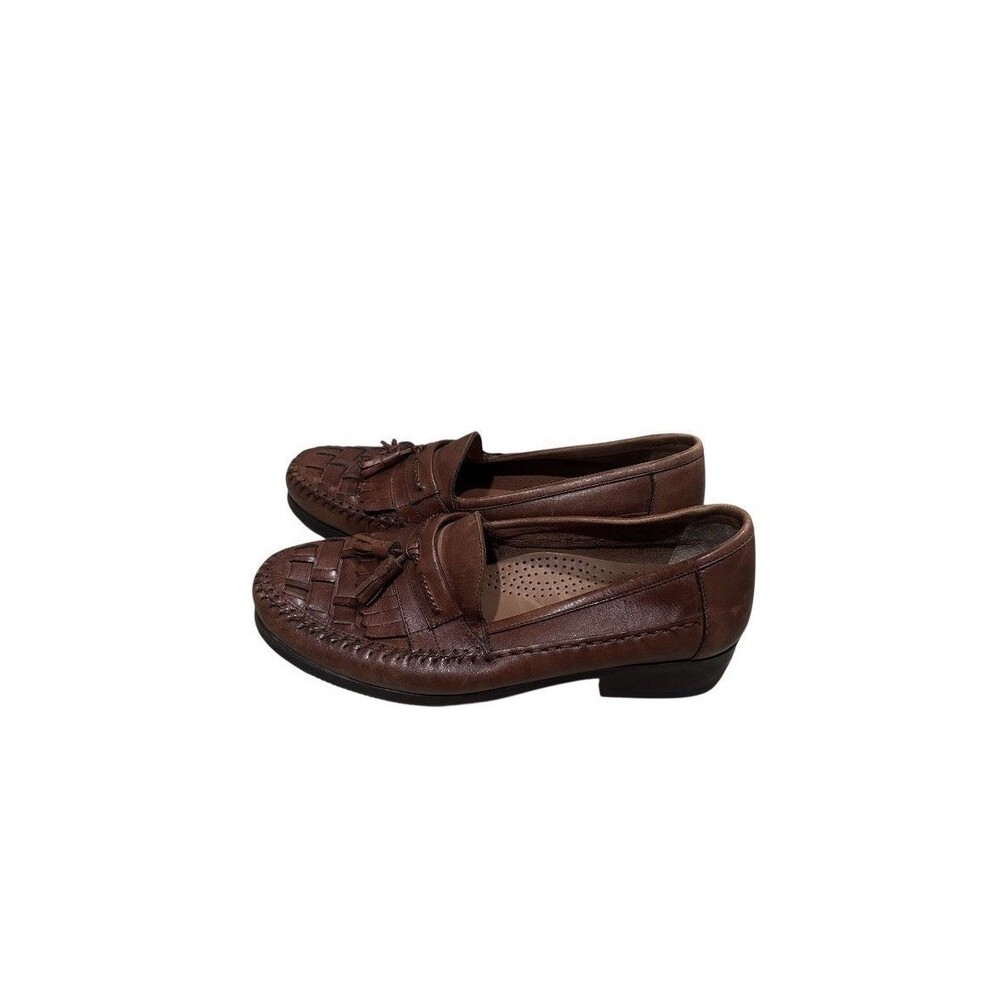 Giorgio Brutini Men's Woven Leather Tassel Loafer Dress Shoes Sz 10 Brown